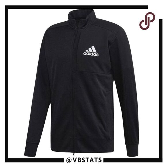 Adidas Men's Full Zip Mock Neck Track Jacket Black Size Large - Picture 1 of 10